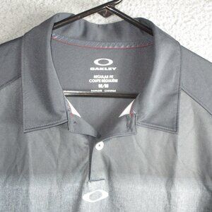 OAKLEY MONARCH BEACH MEN'S GOLF POLO SHIRT GRAY BLUE WHITE MEDIUM POLYESTER
